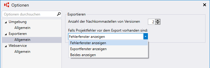 Export Options