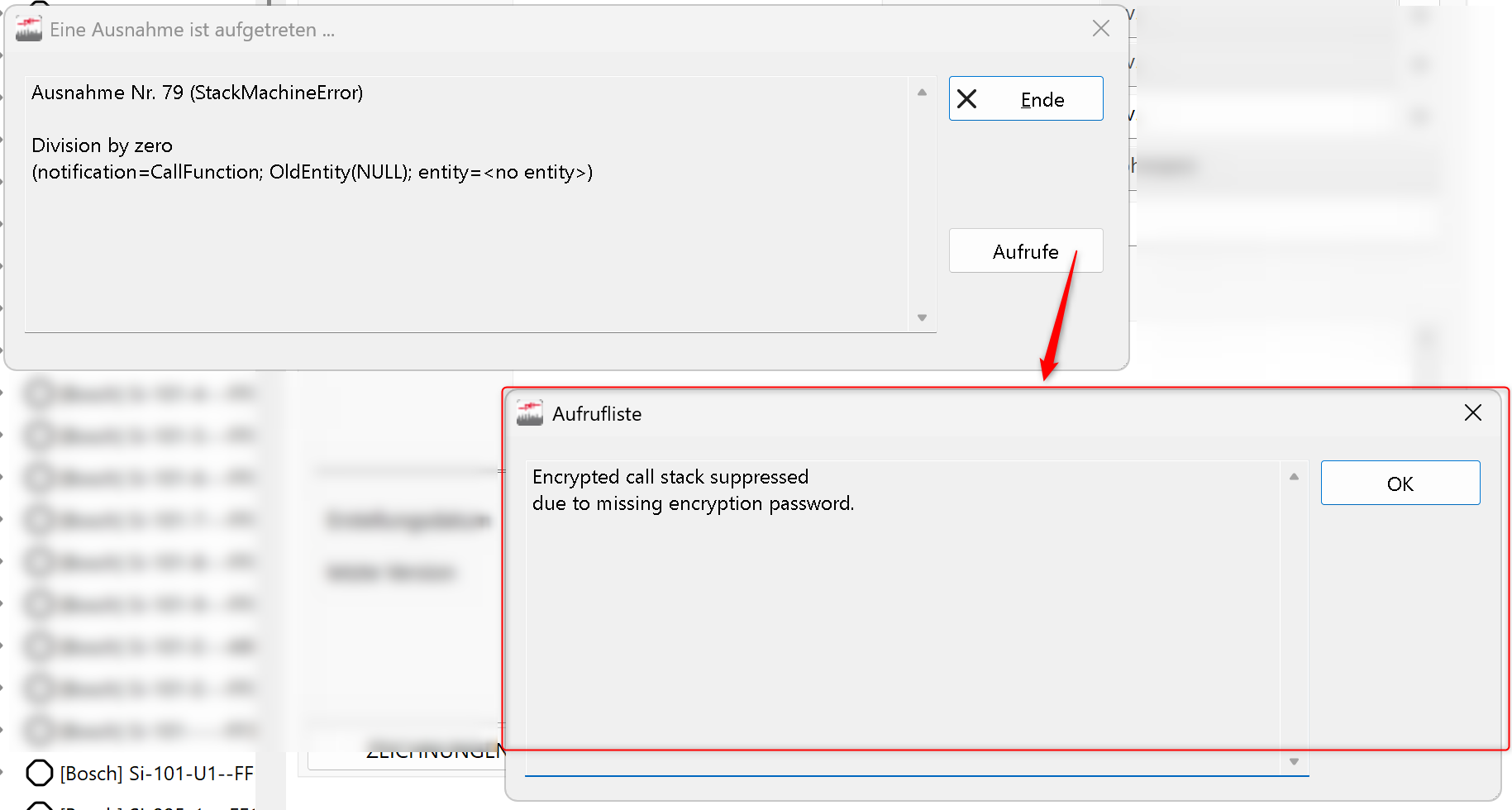 Missing encryption password