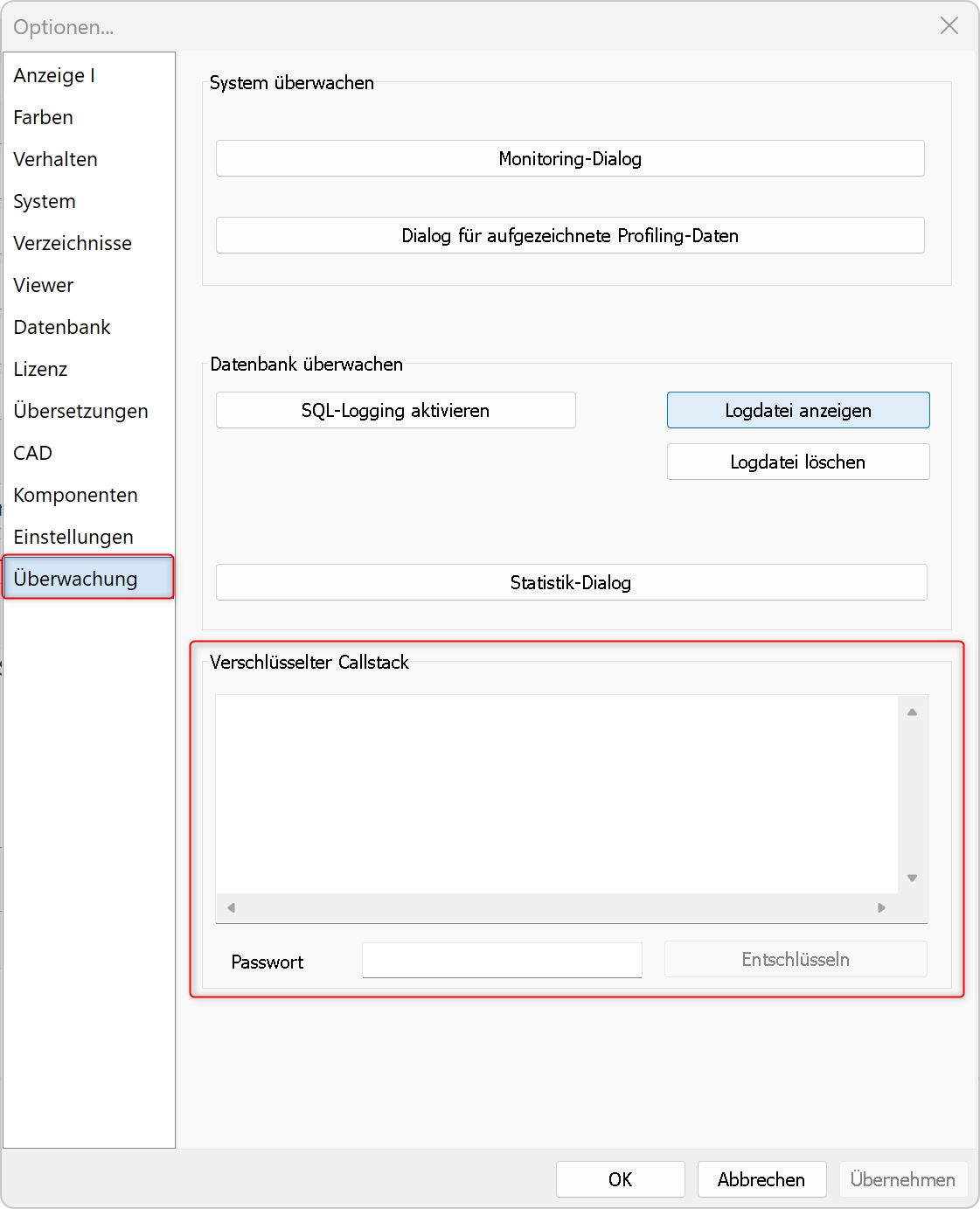 Option - Callstack entschlüsseln