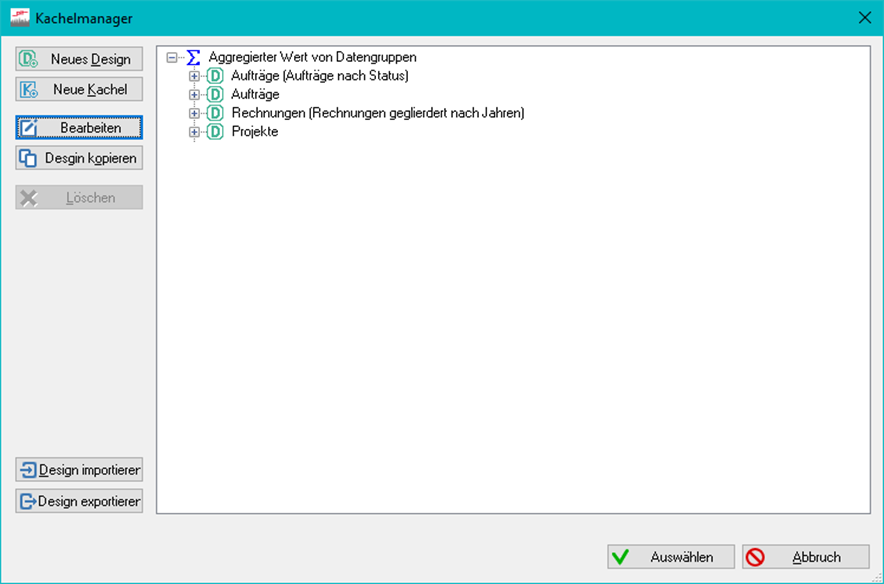 Dashboard Kachelmanager