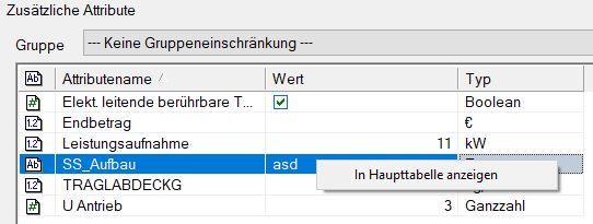 Attribute aus dynamischer Attributeliste als Spalt