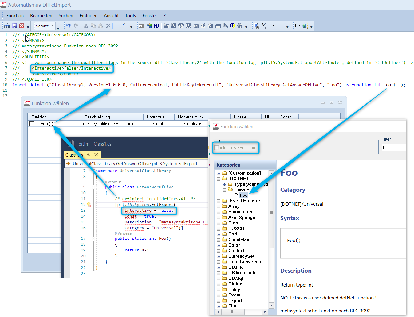 DotNET-Funktionen als noninteractive