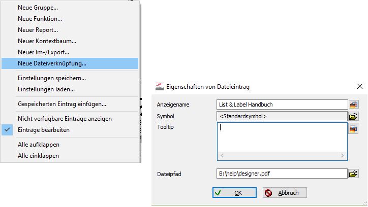 Hyperlinks in Favoriten und Workbenches