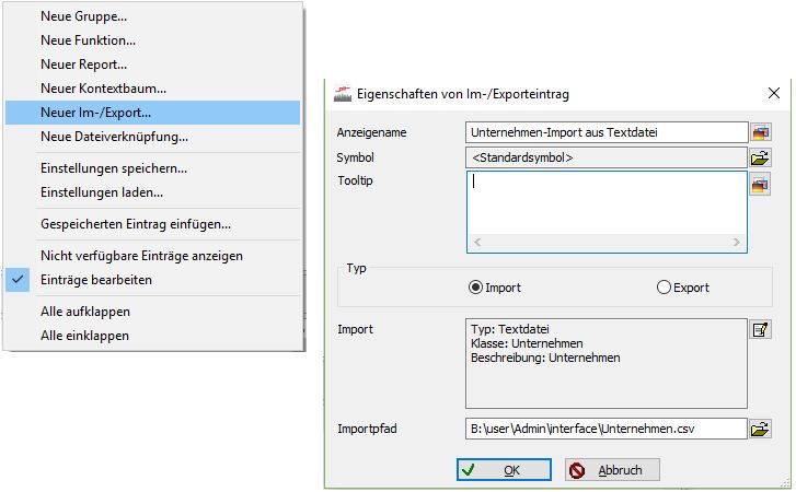 Im- und Exporte für Favoriten und Workbenches