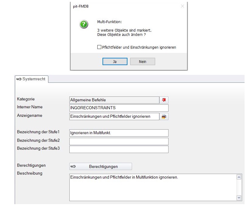 Option Pflichtfelder ignorieren bei Multifunktion