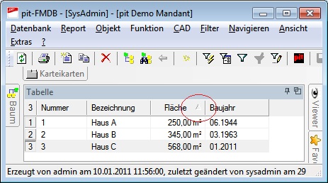 Sortierung in der Tabelle anzeigen