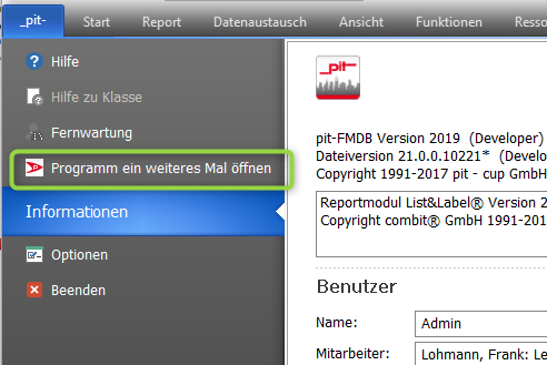 zweite Instanz starten