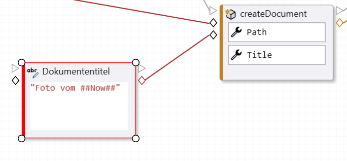 Verwendung des Schlüsselworts für den aktuellen Zeitstempel innerhalb der Aktion 'Text formatieren' im Workflow-Editor