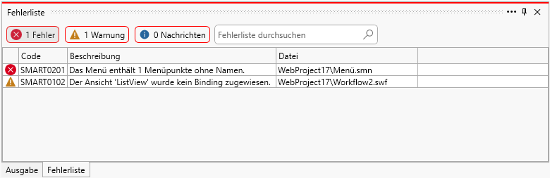 Fehlerliste